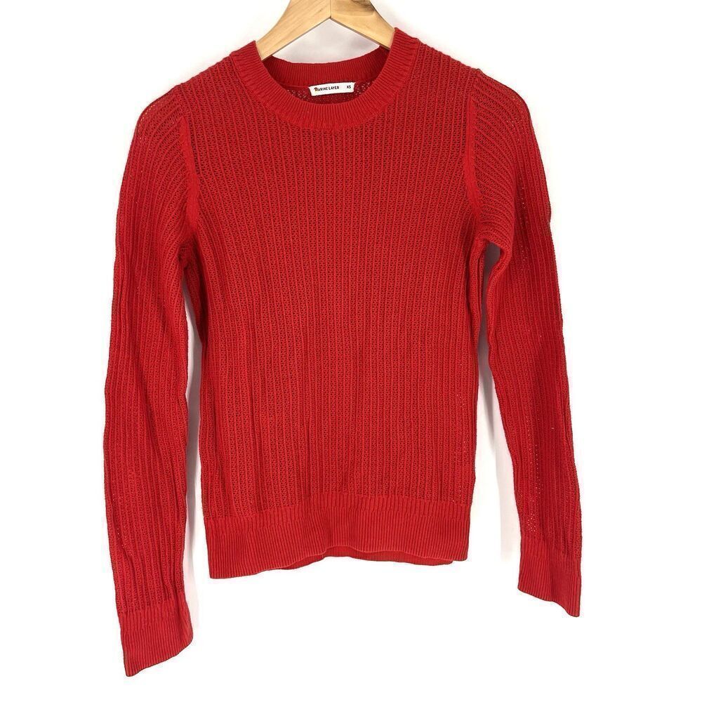 Marine Layer Sweater XS Red Pullover Open Knit Crewneck Long Sleeve Classic Boho